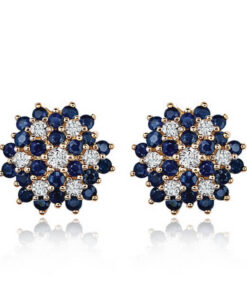 Kolczyki złote z szafirami i brylantami