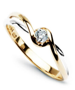 Piękny pierścionek zaręczynowy z brylantem 0,10ct z w dwóch kolorów złota