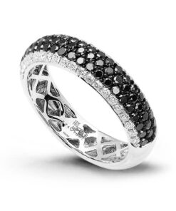 Exclusive | pierścionek obrączka z czarnymi i białymi diamentami w złocie 750