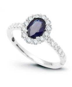 Exclusive | piękny pierścionek brylantowy z szafirem w złocie 750