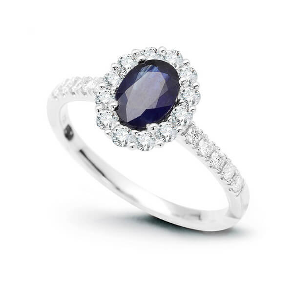 Exclusive | piękny pierścionek brylantowy z szafirem w złocie 750