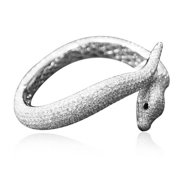 Exclusive | Bransoletka wąż z białego złota z brylantami – model DDB0279