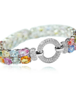 Exclusive | Piękna bransoleta brylantowa z kolorowymi szafirami - DSB0292