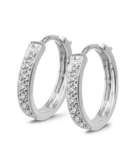 Śliczne kolczyki kółka z brylantami w 18-karatowym złocie - DDE0014W