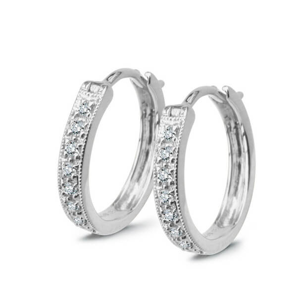 Śliczne kolczyki kółka z brylantami w 18-karatowym złocie - DDE0014W