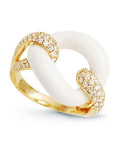 Exclusive | pierścionek 18-karatowe złoto z agatem i brylantami