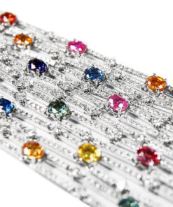 Exclusive | Szeroka bransoleta z kolorowymi szafirami - DSB0184
