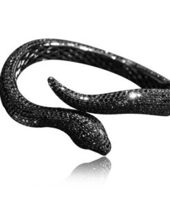 Exclusive | Czarna bransoleta wąż z szafirami - DDB0279S