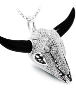 Exclusive | niezwykły wisiorek  głowa bawoła - z diamentami i onyksem