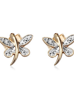 Kolczyki motylki z diamentami w żółtym złocie