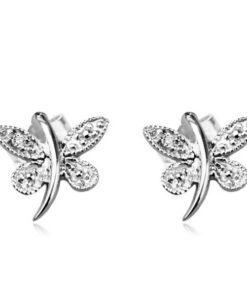 Kolczyki motylki z diamentami w białym złocie