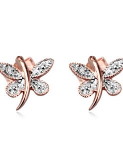 Kolczyki motylki z diamentami w różowym złocie