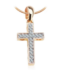 wisiorek krzyżyk złoto z brylantami i serduszkami