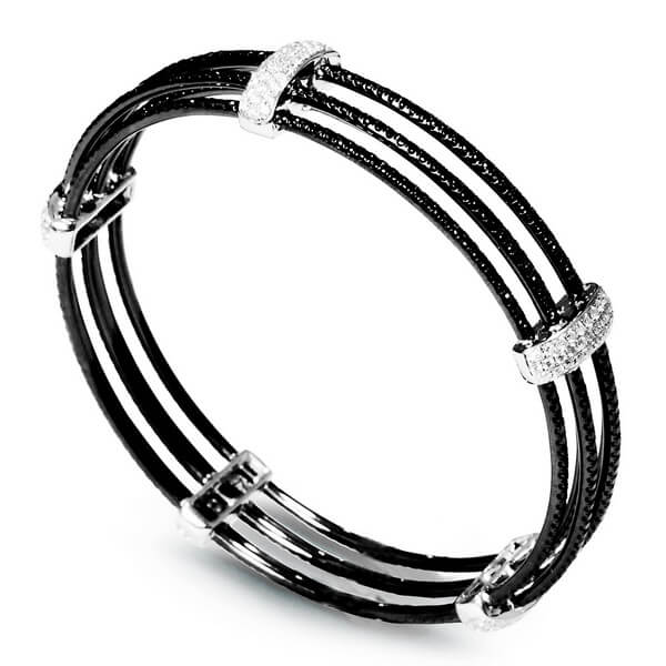 Exclusive | Bransoletka z czarnymi i białymi diamentami - DDB0437