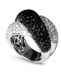 Exclusive | pierścionek z czarnymi i białymi diamentami w 18-karatowym złocie