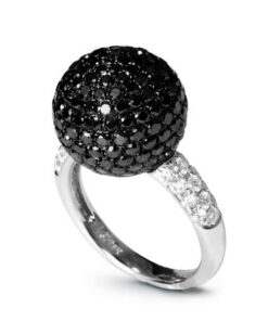 Exclusive | pierścionek kulka z czarnymi i białymi diamentami w 18-karatowym złocie