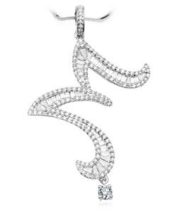 Exclusive | wisiorek z białego złota 750 z diamentami bagietowymi i brylantami - literka M