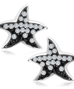 Srebrne kolczyki gwiazdki czarne z cyrkoniami - KDC2918