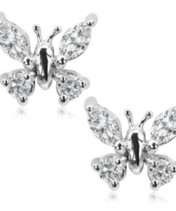 Srebrne kolczyki motylki z cyrkonią - KDC2924