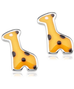 Srebrne kolczyki żyrafki dla dziecka