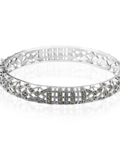 Srebrna piękna ażurowa bransoletka typu bangle - BDM3227