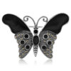 Broszka srebrna motyl z onyksami i markazytami