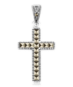 Srebrny krzyżyk z markazytami