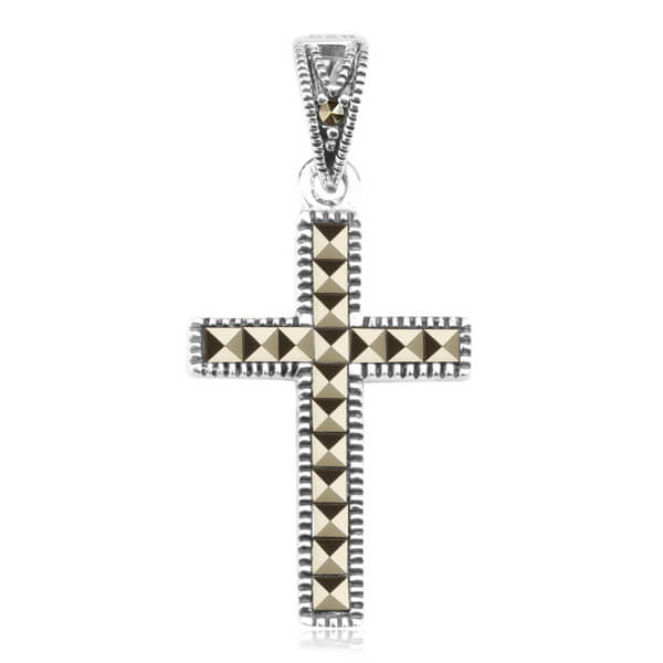 Srebrny krzyżyk z markazytami