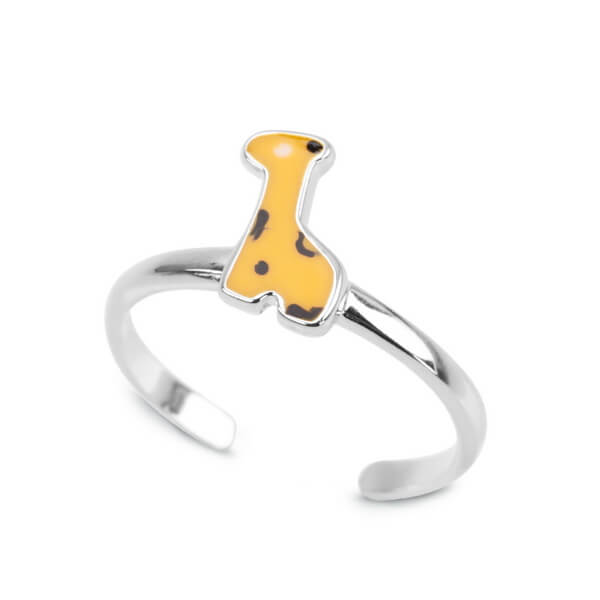 Srebrny pierścionek żyrafka z emalią
