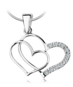 wisiorek srebrny dwa serca z cyrkoniami