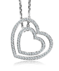 Exclusive | naszyjnik białe złoto 750 z dwa serca z brylantami