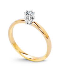 Piękny klasyczny pierścionek zaręczynowy z brylantem 0,15ct G/Si