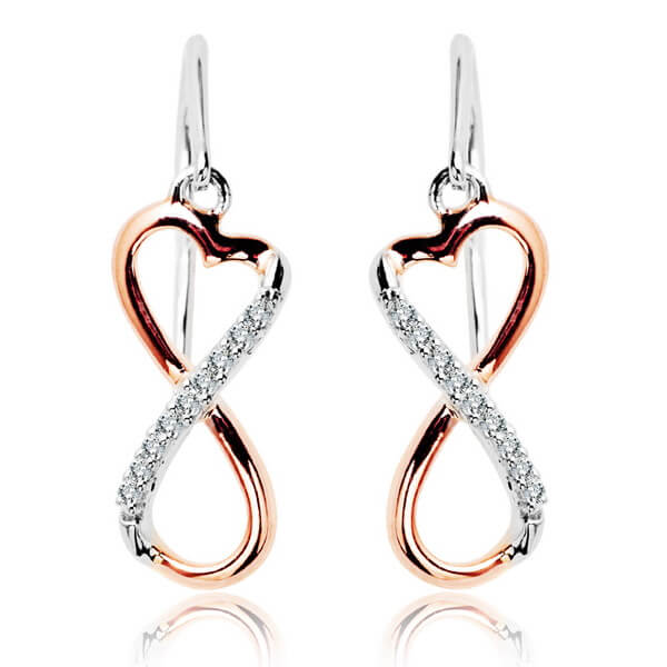 Wiszące biało-różowe kolczyki z diamentami