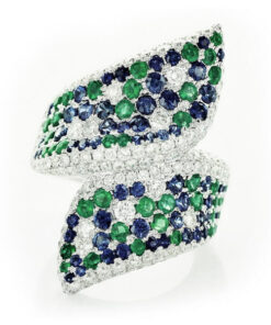 Exclusive | pierścionek z diamentami, szmaragdami i szafirami