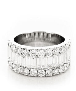 Exclusive | szeroki pierścionek z brylantami i bagietami, złoto 750