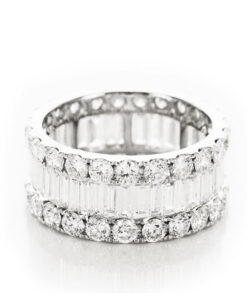 Exclusive | szeroki pierścionek / obrączka z brylantami i bagietami, złoto 750