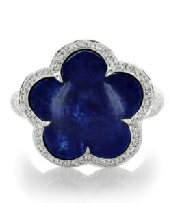 Exclusive | pierścionek z lapisem i brylantami w 18-karatowym złocie