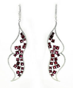 Exclusive | kolczyki z białego złota z rubinami i diamentami