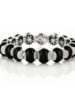 Exclusive | Piękna bransoletka z onyksem i brylantami - DSB0544