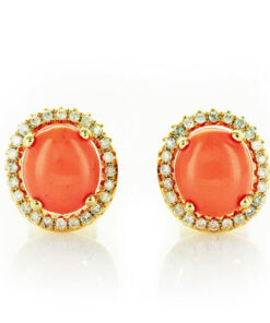 Exclusive | złote kolczyki w próbie 750 z koralem i diamentami