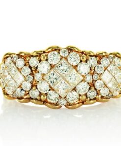 Exclusive | pierścionek z brylantami i diamentami princessa , żółte złoto 750