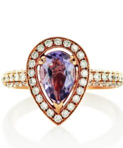 Exclusive | przepiękny wyjątkowy pierścionek z ametystem i brylantami w 18-karatowym złocie