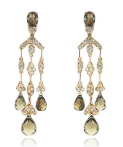 Exclusive | kolczyki z żółtego złota 750 z kwarcem dymnym i diamentami