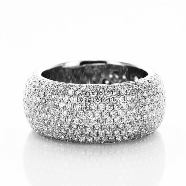 Exclusive | szeroki dostojny pierścionek z białego złota 750 z brylantami