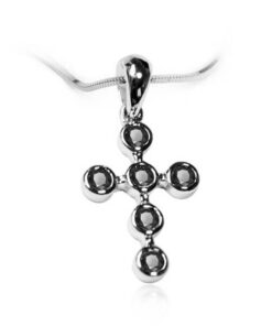 Exclusive | Krzyżyk z białego złota 750 z czarnymi diamentami