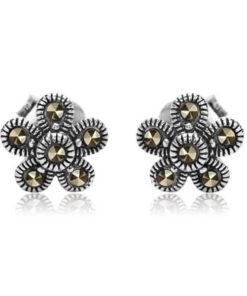 Srebrne kolczyki markazytowe kwiatki - KDM4112