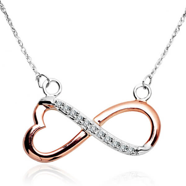 Naszyjnik z brylantami serce nieskończoność różowe złoto