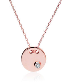 Naszyjnik celebrytka z brylantem w różowym złocie