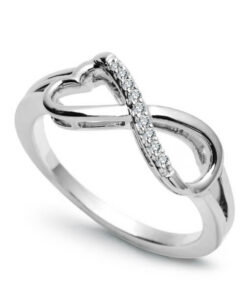 pierścionek zaręczynowy serce i nieskończoność z brylantami