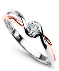 pierścionek zaręczynowy z dwukolorowego złota z brylantem 0,15ct